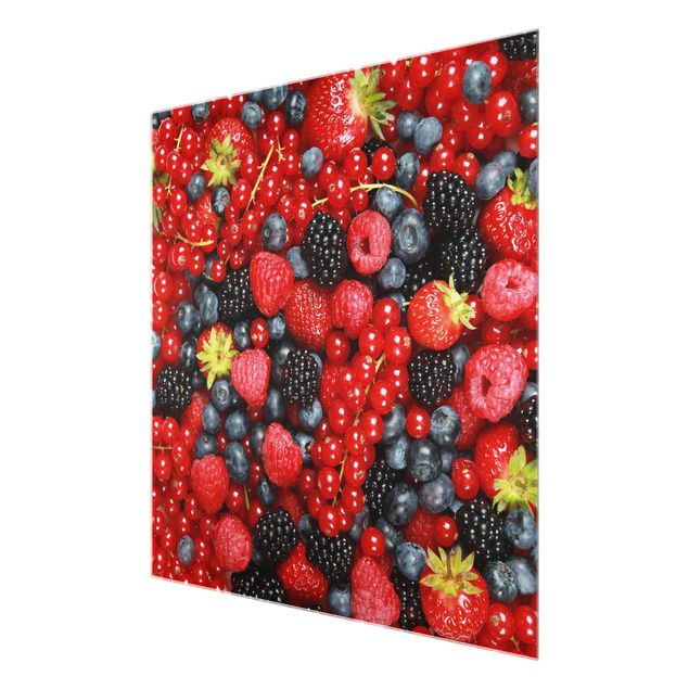 Glasbild - Fruchtige Waldbeeren - Quadrat 1:1