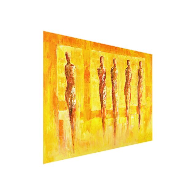 Glasbilder Abstrakt Petra Schüßler - Fünf Figuren in Gelb