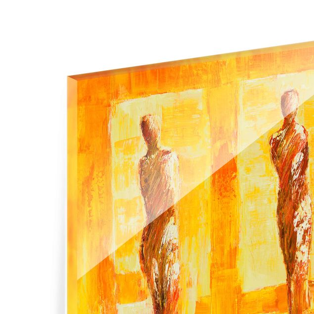 Glas Wandbilder Petra Schüßler - Fünf Figuren in Gelb