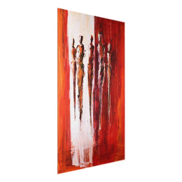 Abstrakte Glasbilder Petra Schüßler - Fünf Figuren in Rot 01