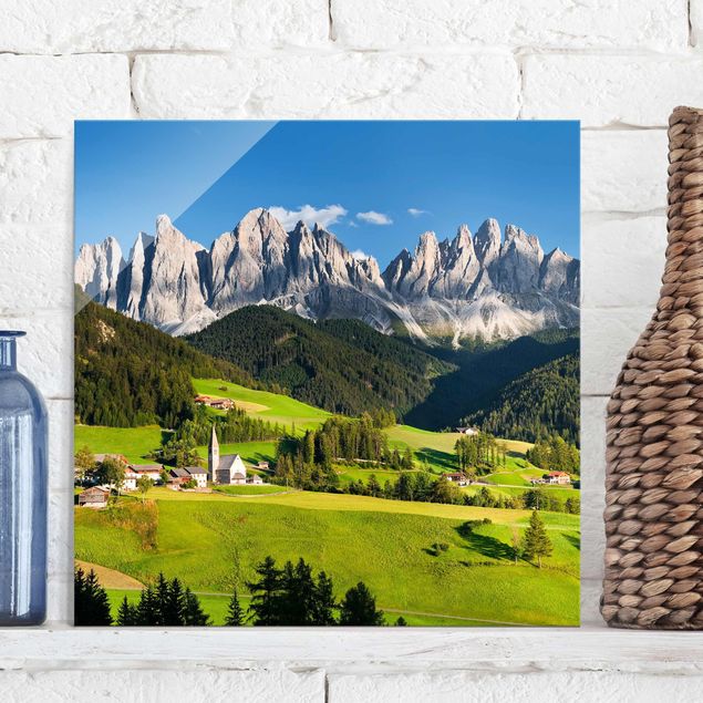Wandbilder Glas XXL Geislerspitzen in Südtirol