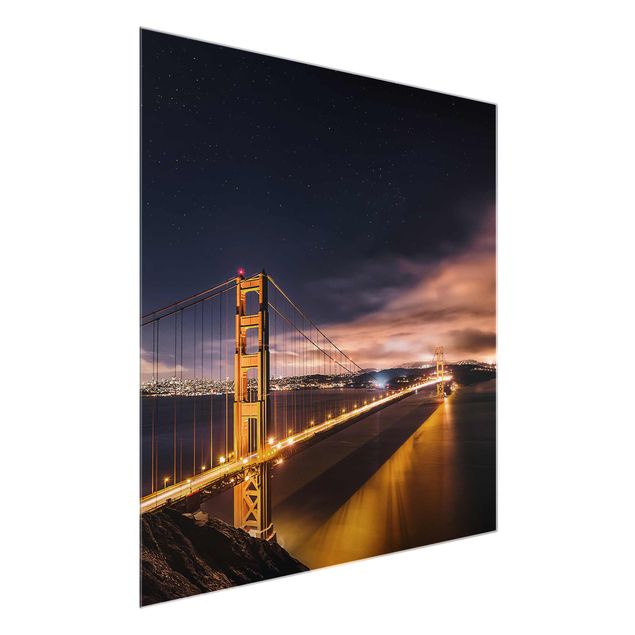 Glasbilder Golden Gate to Stars