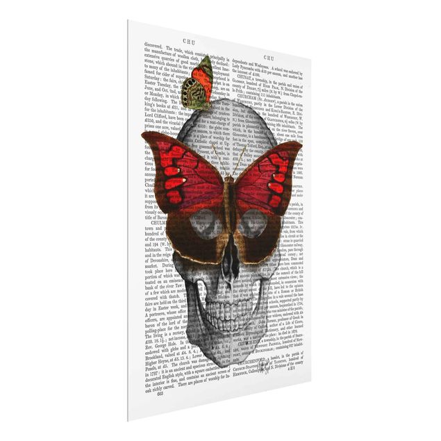 Glasbild Spruch Grusellektüre - Schmetterlingsmaske
