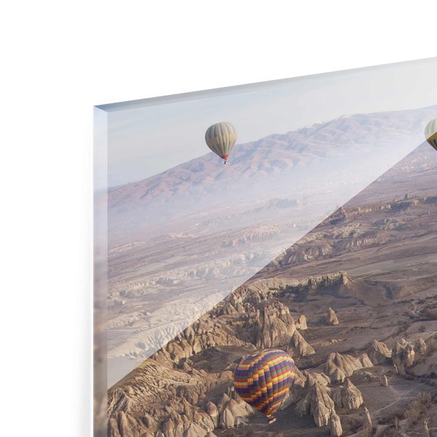 Glasbild - Heißluftballons über Anatolien - Hochformat 3:2