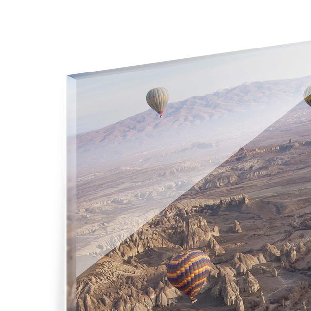 Glasbild - Heißluftballons über Anatolien - Hochformat 4:3