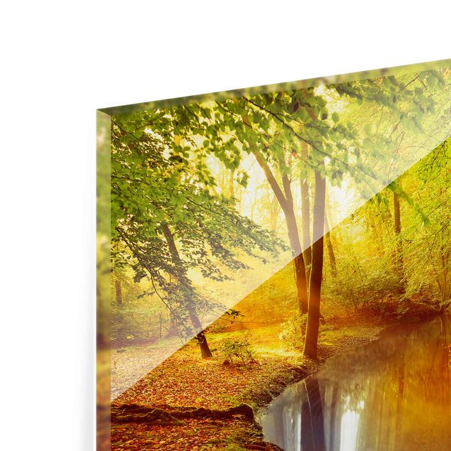 Glasbild - Herbstwald - Quer 4:3 - Waldbild Glas