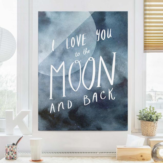 Glasbilder mit Spruch Himmlische Liebe - Mond