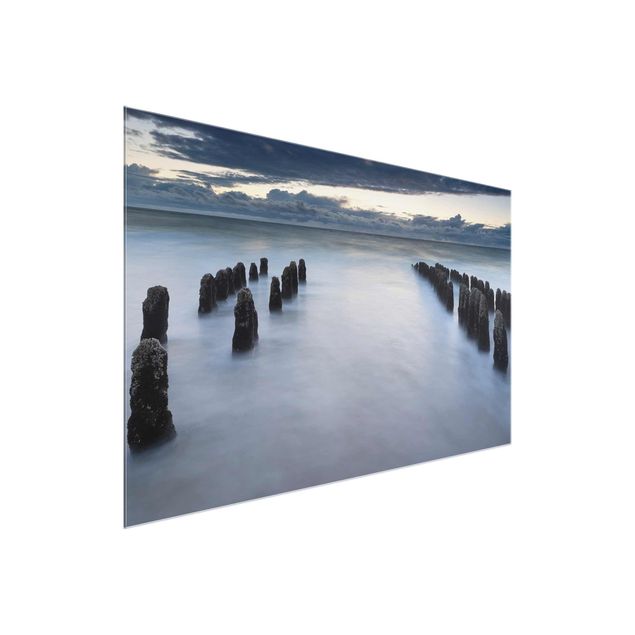 Natur Glasbilder Holzbuhnen in der Nordsee auf Sylt