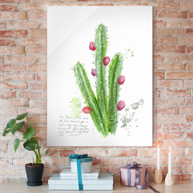 Glasbilder XXL Kaktus mit Bibelvers II