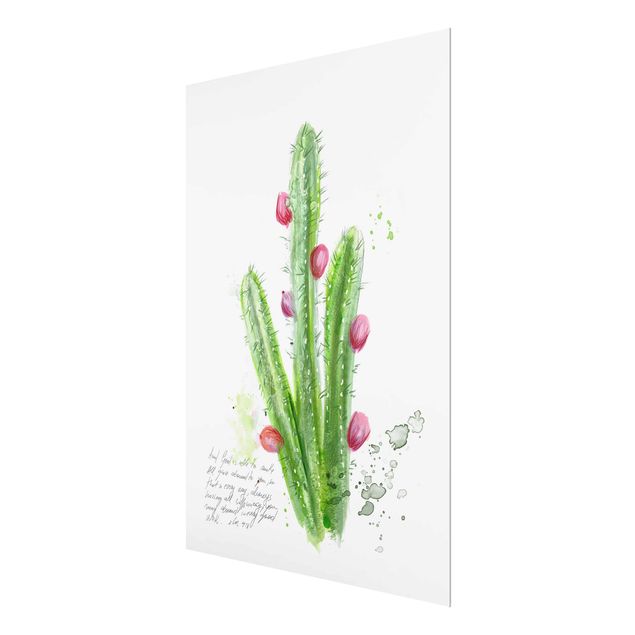 Glasbild - Kaktus mit Bibellvers II - Hochformat 4:3