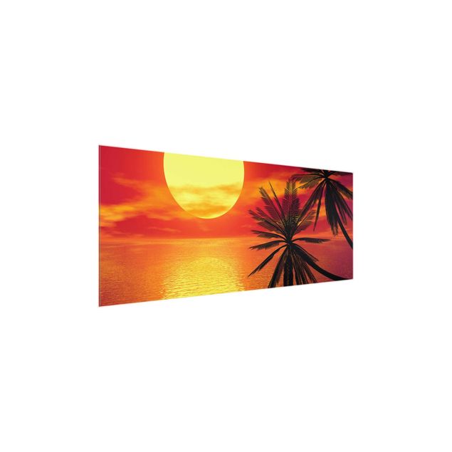 Glasbilder Natur Karibischer Sonnenuntergang