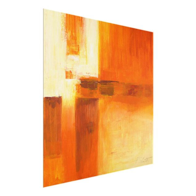 Glasbild Abstakt Petra Schüßler - Komposition in Orange und Braun 01