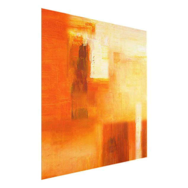 Abstrakte Glasbilder Petra Schüßler - Komposition in Orange und Braun 02