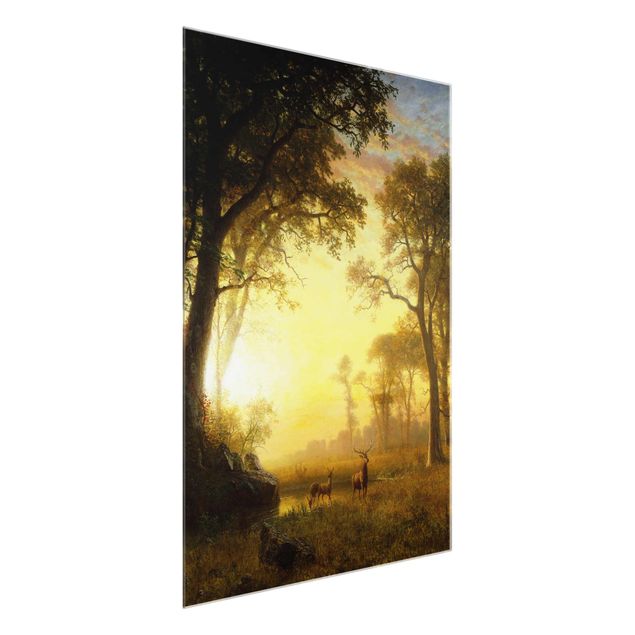 XXL Glasbilder Albert Bierstadt - Sonnenbeschienene Lichtung