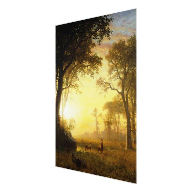 Glasbilder Landschaft Albert Bierstadt - Sonnenbeschienene Lichtung