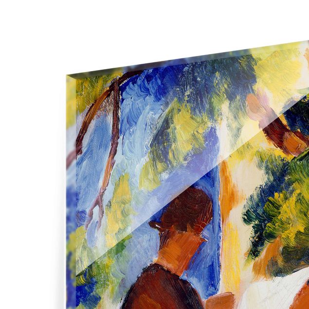 Glasbild - Kunstdruck August Macke - Paar am Gartentisch - Quadrat 1:1