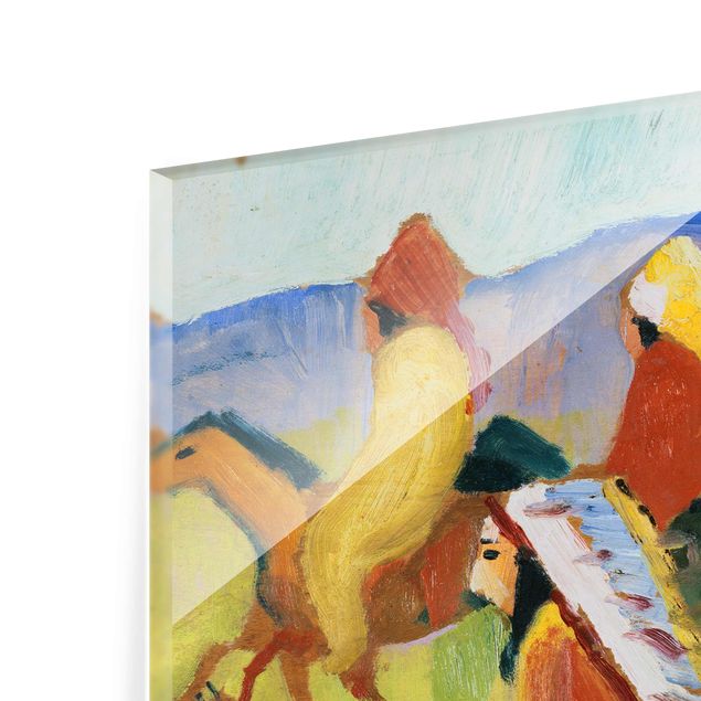 Glasbild - Kunstdruck August Macke - Reitende Indianer beim Zelt - Quer 4:3