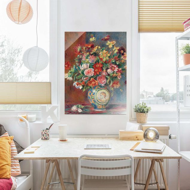 Glasbild Blumen Auguste Renoir - Blumenvase