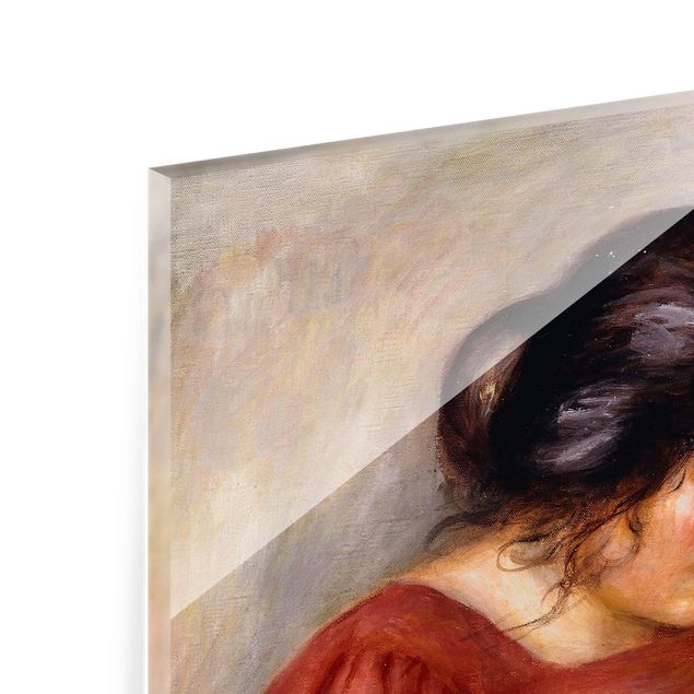 Glasbild - Kunstdruck Auguste Renoir - Gabrielle beim Stopfen - Impressionismus Hoch 3:4