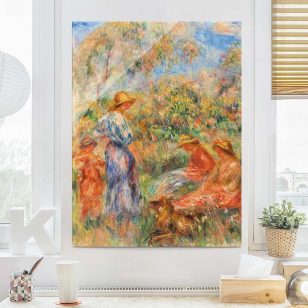 Glasbilder XXL Auguste Renoir - Landschaft mit Frauen und Kind