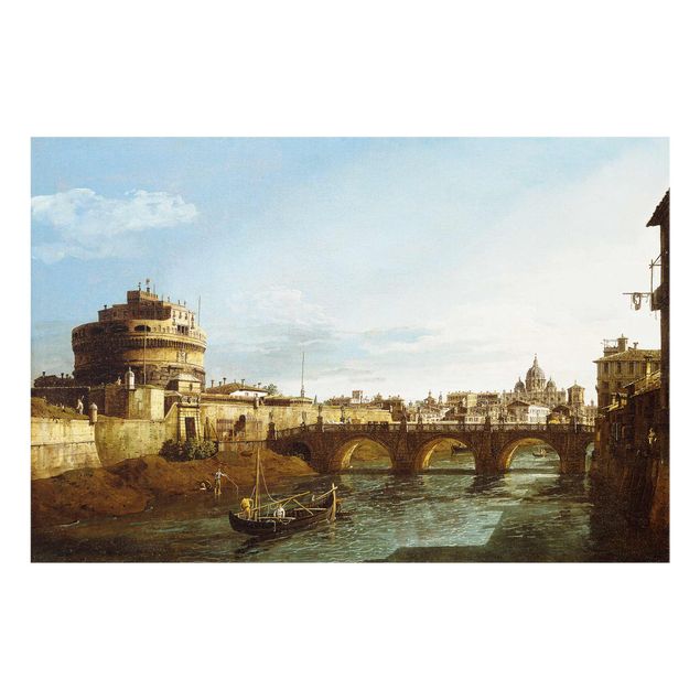 Glasbilder Skyline Bernardo Bellotto - Ansicht Roms am Ufer