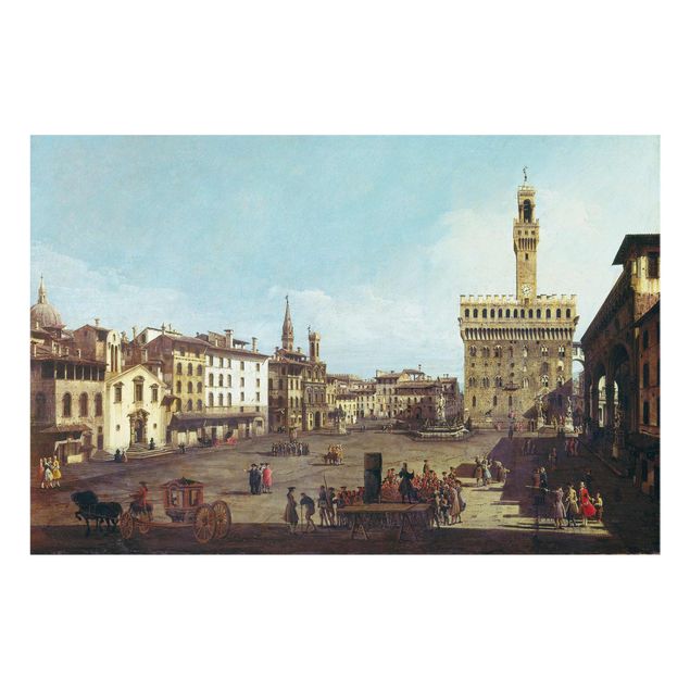 Glasbilder Skyline Bernardo Bellotto - Die Piazza della Signoria