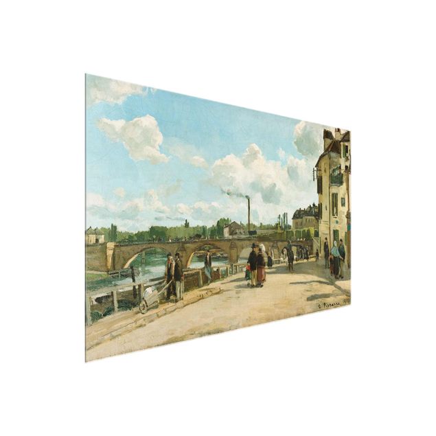 Glasbild - Kunstdruck Camille Pissarro - Ansicht von Pontoise - Impressionismus Quer 3:2
