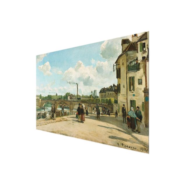 Glasbild - Kunstdruck Camille Pissarro - Ansicht von Pontoise - Impressionismus Quer 3:2