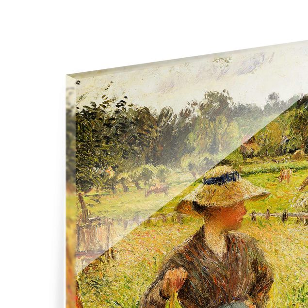 Glasbilder Landschaft Camille Pissarro - Die Heumacherin