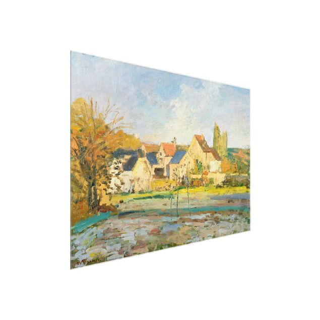 Glasbild - Kunstdruck Camille Pissarro - Landschaft bei Osny in der Nähe einer Tränke - Impressionismus Quer 4:3