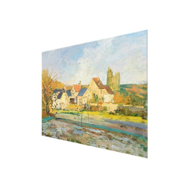 Glasbild - Kunstdruck Camille Pissarro - Landschaft bei Osny in der Nähe einer Tränke - Impressionismus Quer 4:3