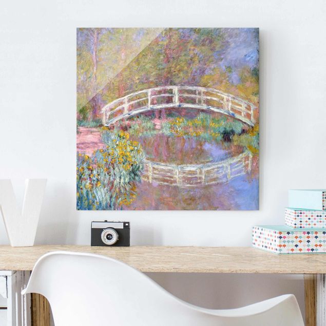 Wandbilder Glas XXL Claude Monet - Brücke Monets Garten