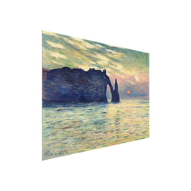 Natur Glasbilder Claude Monet - Felsen Sonnenuntergang