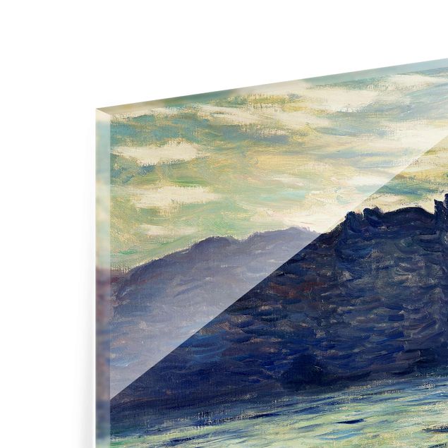 Glas Wandbilder Claude Monet - Felsen Sonnenuntergang