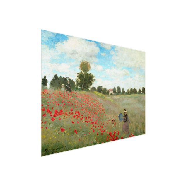Glasbilder Natur Claude Monet - Mohnfeld bei Argenteuil