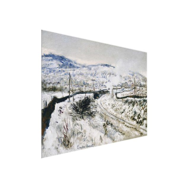 Glasbilder Landschaften Claude Monet - Zug im Schnee