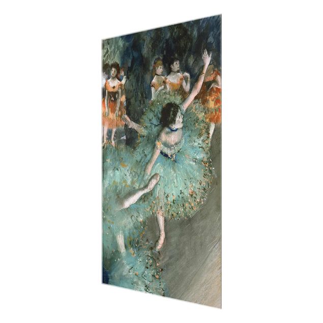 Glas Wandbilder Edgar Degas - Tänzerinnen in Grün
