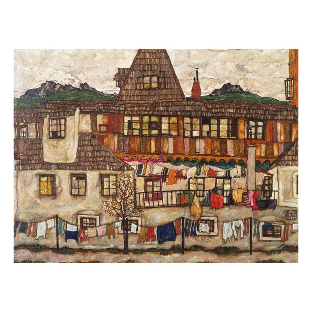 Wandbilder Egon Schiele - Häuser mit trocknender Wäsche