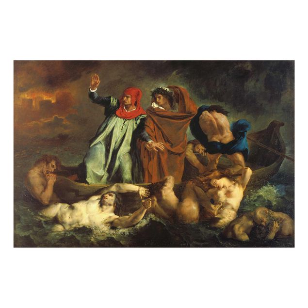 Glas Wandbilder Eugène Delacroix - Dante und Virgil in der Hölle