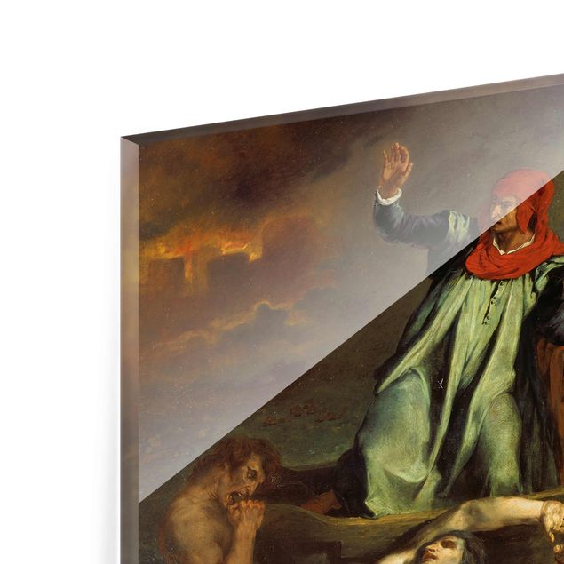 Glasbild - Kunstdruck Eugène Delacroix - Dante und Virgil in der Hölle (oder: Die Dante-Barke) - Quer 3:2