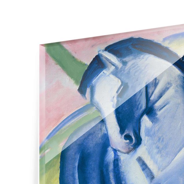 Glasbild - Kunstdruck Franz Marc - Blaues Pferd I - Expressionismus Hoch 3:4