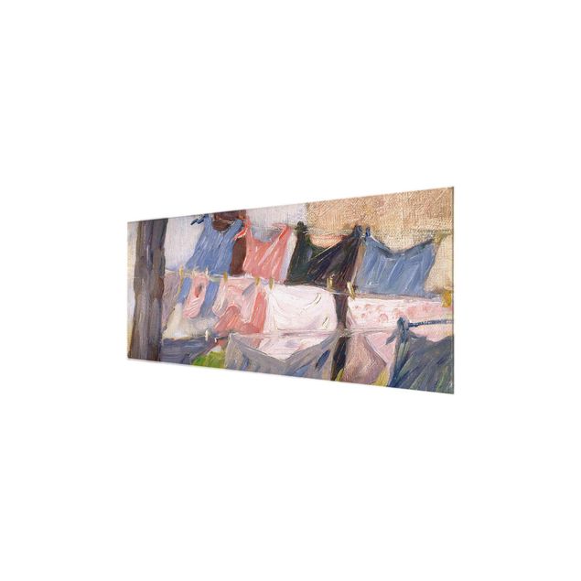 Glasbild - Kunstdruck Franz Marc - Flatternde Wäsche im Wind - Expressionismus Panorama Quer