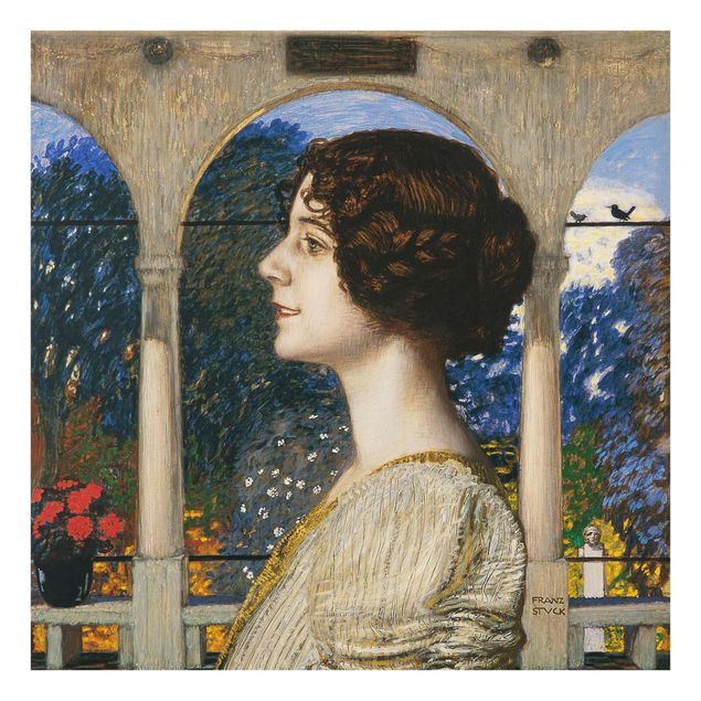 Glas Wandbilder Franz von Stuck - Weibliches Portrait