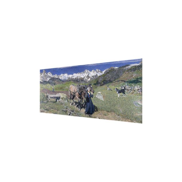 Glas Wandbilder Giovanni Segantini - Frühling in den Alpen