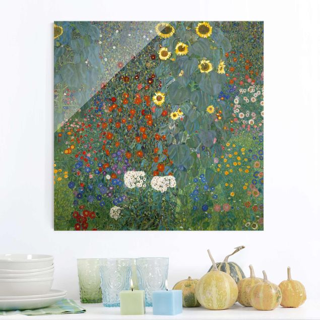 XXL Glasbilder Gustav Klimt - Garten Sonnenblumen