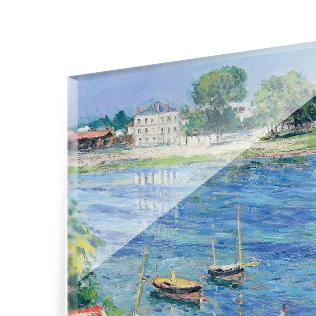Glasbild - Kunstdruck Gustave Caillebotte - Die Seine bei Argenteuil, Boote vor Anker - Quer 4:3