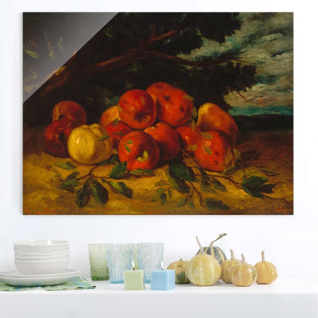 Glasbilder XXL Gustave Courbet - Apfelstillleben