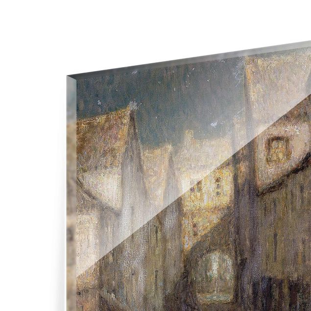 Glasbild - Kunstdruck Henri Le Sidaner - Die Häuser am Fluss, Chartres - Hoch 3:4