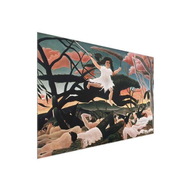 Glas Wandbilder Henri Rousseau - Der Krieg des Unfrieden
