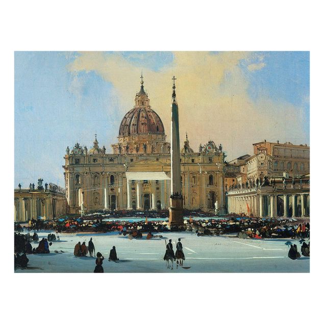 Glasbild - Kunstdruck Ippolito Caffi - Papstsegnung auf dem Petersplatz in Rom - Quer 4:3